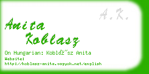anita koblasz business card